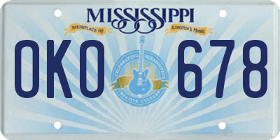 MS license plate OKO678