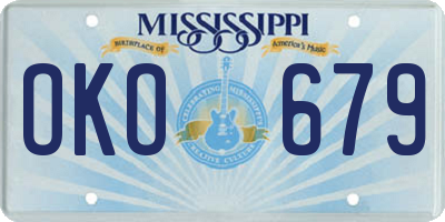 MS license plate OKO679
