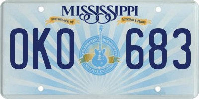 MS license plate OKO683