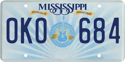 MS license plate OKO684