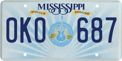 MS license plate OKO687