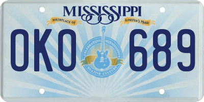MS license plate OKO689