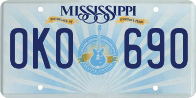 MS license plate OKO690