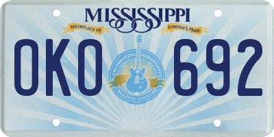 MS license plate OKO692
