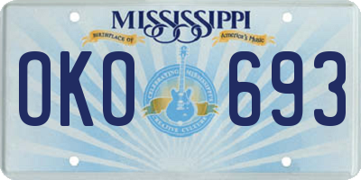 MS license plate OKO693