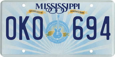 MS license plate OKO694