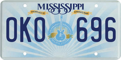MS license plate OKO696