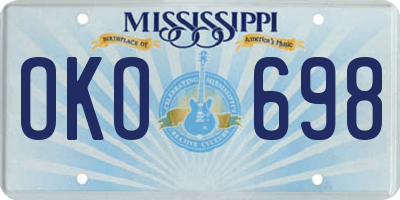MS license plate OKO698