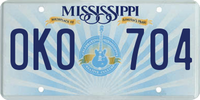 MS license plate OKO704