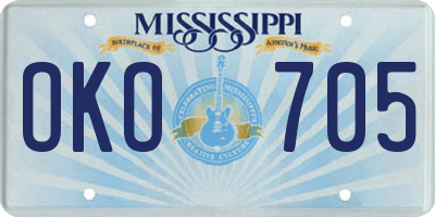 MS license plate OKO705