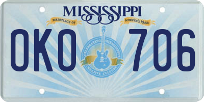 MS license plate OKO706