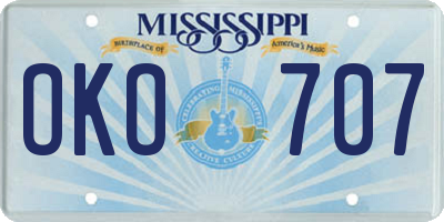 MS license plate OKO707