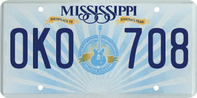 MS license plate OKO708