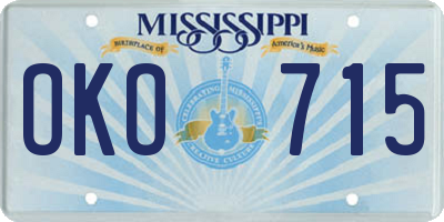 MS license plate OKO715