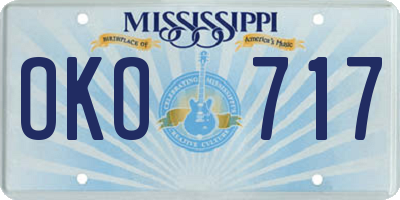 MS license plate OKO717