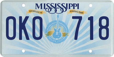 MS license plate OKO718