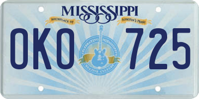 MS license plate OKO725