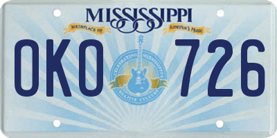 MS license plate OKO726