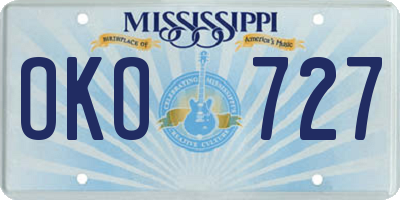 MS license plate OKO727