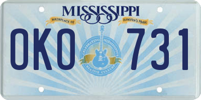 MS license plate OKO731