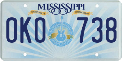 MS license plate OKO738