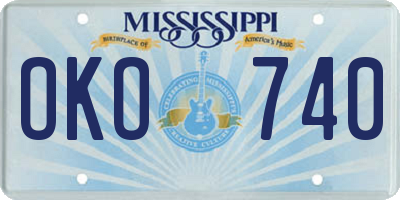 MS license plate OKO740