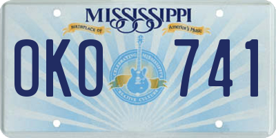 MS license plate OKO741