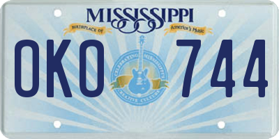 MS license plate OKO744