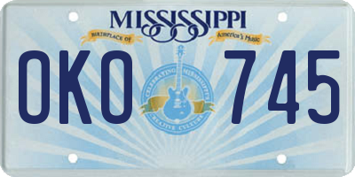 MS license plate OKO745