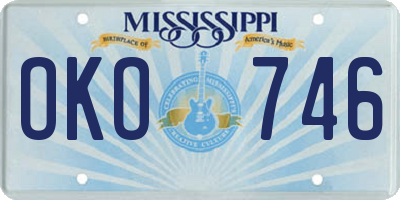 MS license plate OKO746