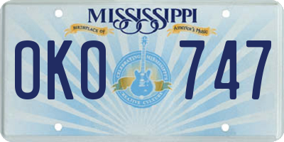 MS license plate OKO747