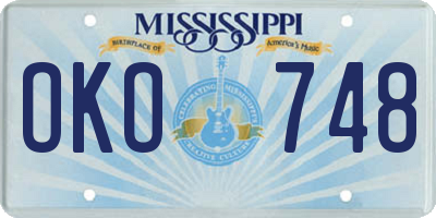 MS license plate OKO748