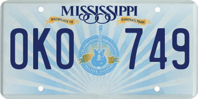 MS license plate OKO749