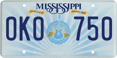 MS license plate OKO750