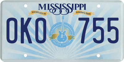 MS license plate OKO755