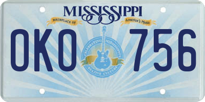 MS license plate OKO756