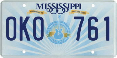 MS license plate OKO761