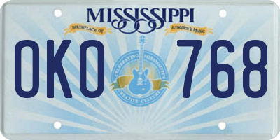 MS license plate OKO768