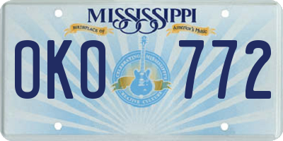 MS license plate OKO772