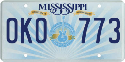 MS license plate OKO773