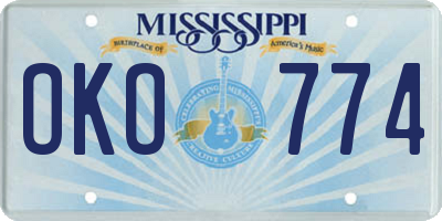 MS license plate OKO774