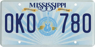 MS license plate OKO780