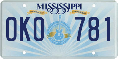 MS license plate OKO781