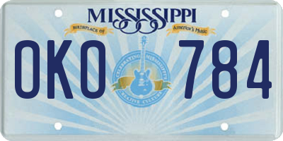 MS license plate OKO784