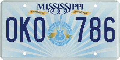MS license plate OKO786