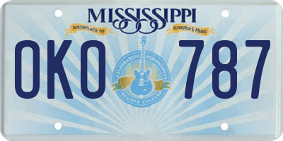 MS license plate OKO787