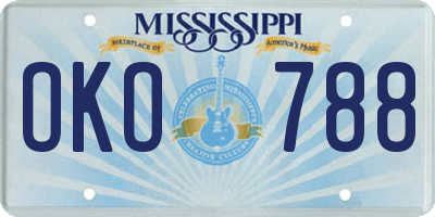 MS license plate OKO788