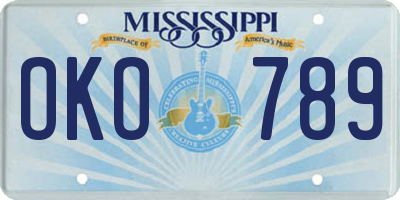 MS license plate OKO789