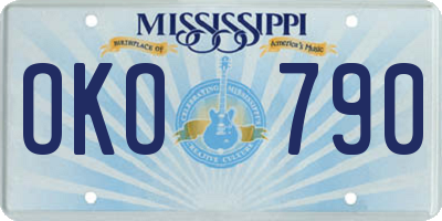 MS license plate OKO790