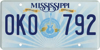MS license plate OKO792